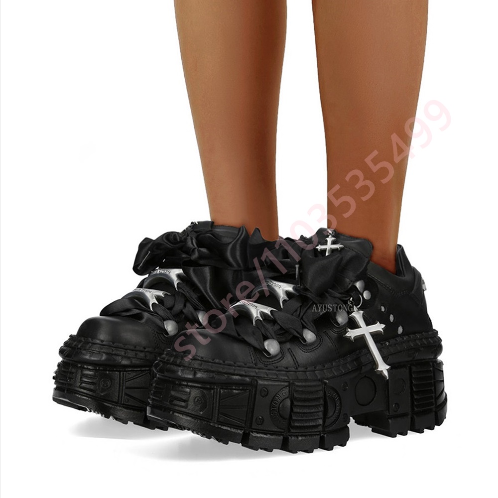 Street Fashion Y2K - Botas de Tornozelo Chunky Punk Metal